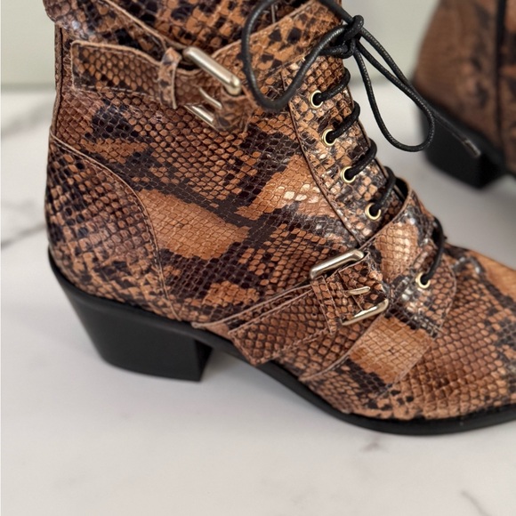 Office London Animal Print Ankle Zip Buckle Biker Cowboy Western Boots - Picture 3 of 6